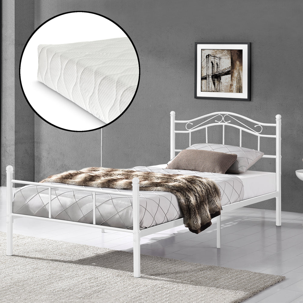 Letto in metallo Florenz 120x200 cm con/senza materasso in schiuma fredda vari colori [en.casa] - premiumXL