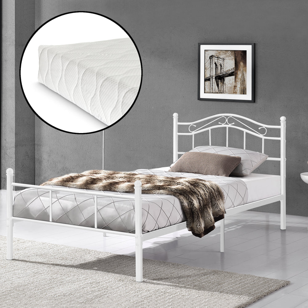 Letto in metallo Florenz 120x200 cm con/senza materasso in schiuma fredda vari colori [en.casa] - premiumXL