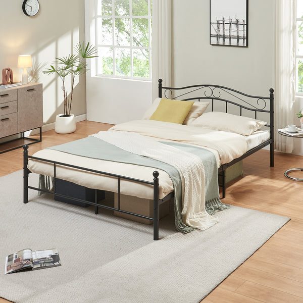 Letto Florenz in Acciaio con Testiera Alta Decorativa [en.casa]