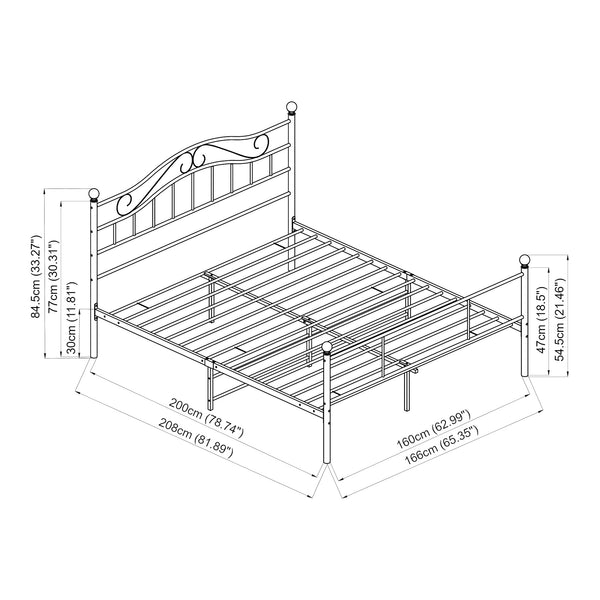 Letto Florenz in Acciaio con Testiera Alta Decorativa [en.casa]