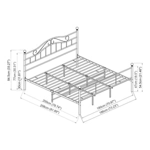 Letto Florenz in Acciaio con Testiera Alta Decorativa [en.casa]
