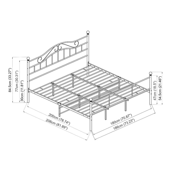 Letto Florenz in Acciaio con Testiera Alta Decorativa [en.casa]