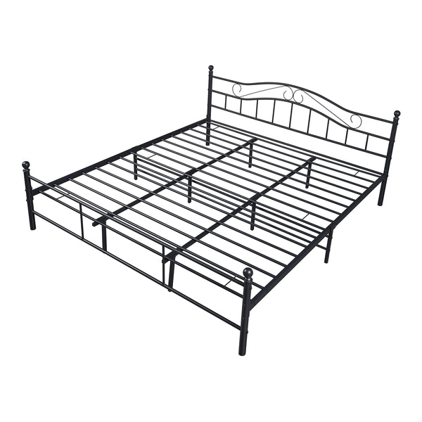 Letto Florenz in Acciaio con Testiera Alta Decorativa [en.casa]