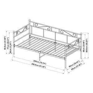 Letto in metallo Granada con materasso 90x200 cm acciaio [en.casa]