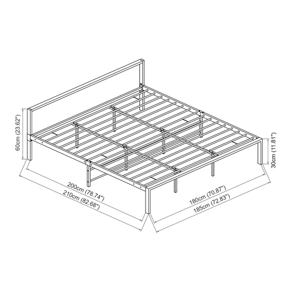 Struttura Letto in Metallo con Testiera Bassa 90/140/160/180 x 200 cm - Bianco