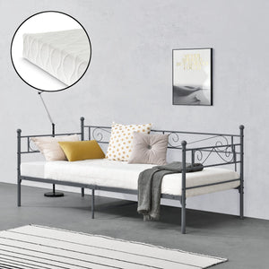 Divano Kerava in Acciaio Letto Singolo con Materasso a Schiuma Fredda 90 x 200 cm - Vari Colori [en.casa]

