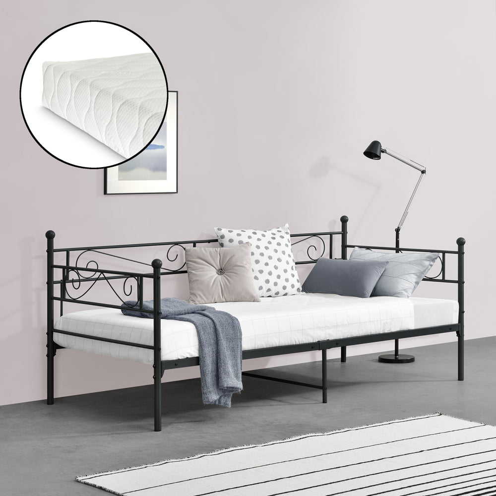 Letto in metallo Kerava 90x200 cm con materasso in schiuma fredda vari colori en.casa - premiumXL