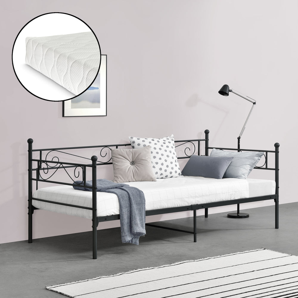 Letto in metallo Kerava 90x200 cm con materasso in schiuma fredda vari colori en.casa - premiumXL