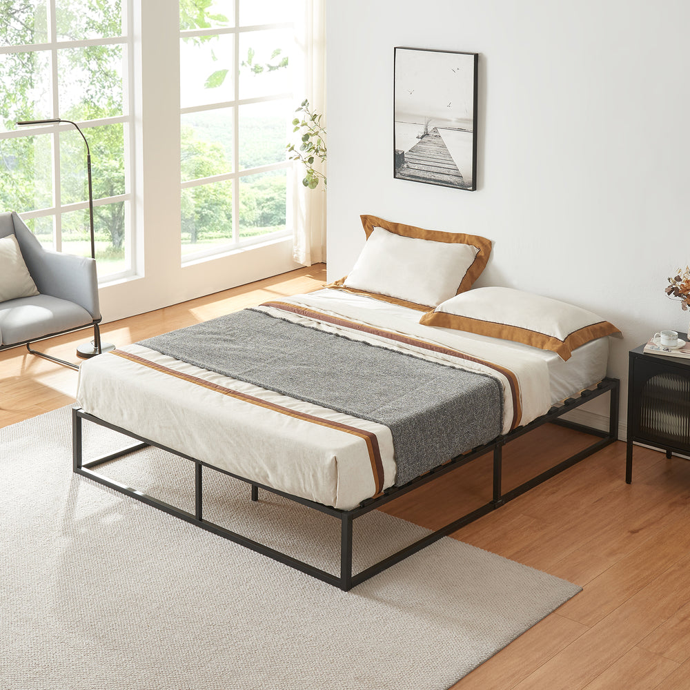 Letto in metallo Kreta con materasso in schiuma fredda nero in varie misure [en.casa] - premiumXL