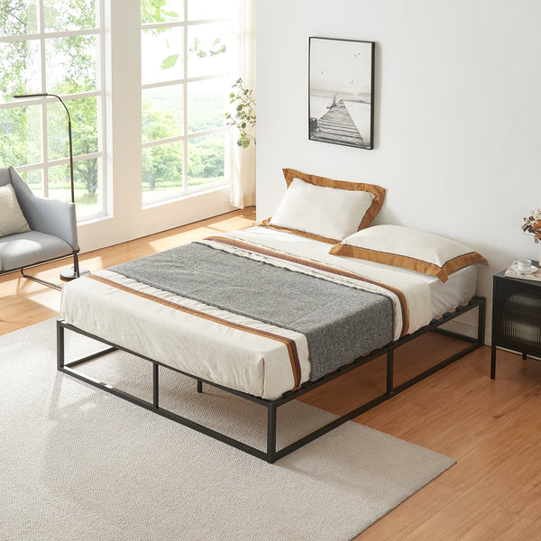 Letto Kreta con Materasso - Acciaio Nero [en.casa] 
