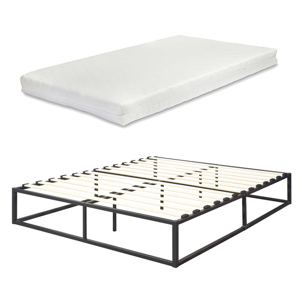 Letto Kreta con Materasso - Acciaio Nero [en.casa] 