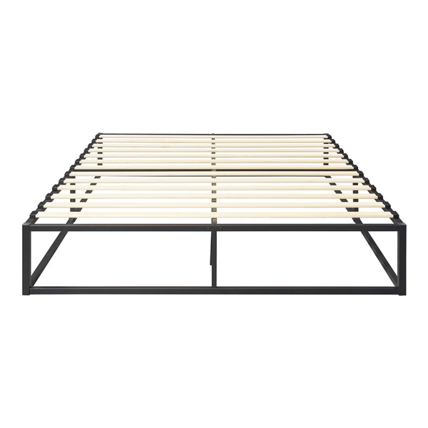 Letto in metallo Creta con materasso in schiuma fredda Nero in varie misure [en.casa]