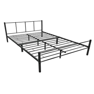 Letto Matrimoniale Laos con Testiera e Pediera - Acciaio Nero [en.casa] 