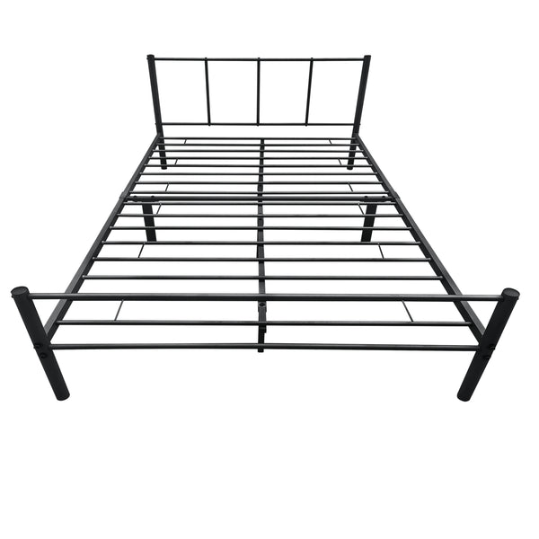 Letto Matrimoniale Laos con Testiera e Pediera - Acciaio Nero [en.casa] 