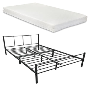 Letto Matrimoniale Laos con Materasso - Acciaio Nero [en.casa]