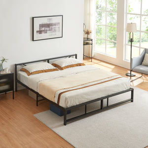 Letto in metallo Merano con materasso acciaio nero [en.casa]