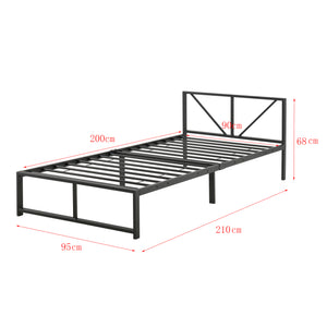 Letto in Metallo con Materasso a Schiuma Fredda 90/140/180x200 cm Letto Matrimoniale/Francese/Singolo con Testiera Decorativa Letto in Stile Classico/Moderno - Nero