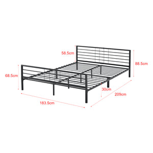Struttura Letto in Acciaio con Testiera e Pediera 200x140/180 cm Letto Matrimoniale in Stile Classico/Moderno - Nero