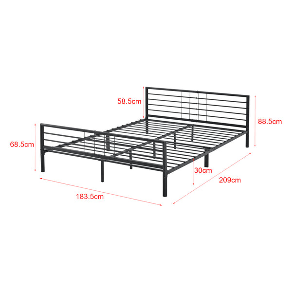 Struttura Letto in Acciaio con Testiera e Pediera 200x140/180 cm Letto Matrimoniale in Stile Classico/Moderno - Nero