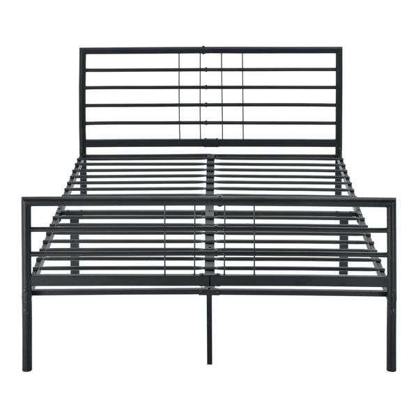 Struttura Letto in Acciaio con Testiera e Pediera 200x140/180 cm Letto Matrimoniale in Stile Classico/Moderno - Nero