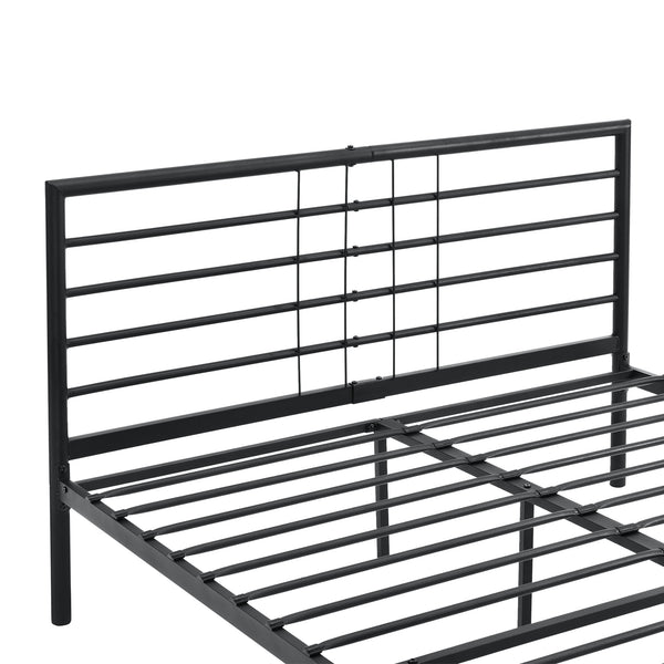 Struttura Letto in Acciaio con Testiera e Pediera 200x140/180 cm Letto Matrimoniale in Stile Classico/Moderno - Nero
