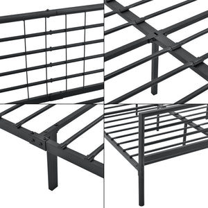 Struttura Letto in Acciaio con Testiera e Pediera 200x140/180 cm Letto Matrimoniale in Stile Classico/Moderno - Nero