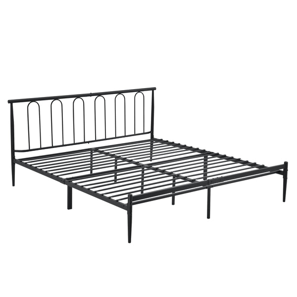 Struttura Letto in Metallo con Testiera Alta 200x140/180 cm Letto Matrimoniale - Nero