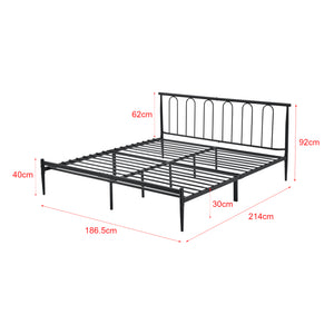 Struttura Letto in Metallo con Testiera Alta 200x140/180 cm Letto Matrimoniale - Nero