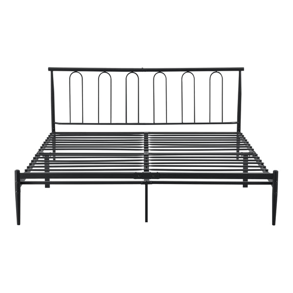 Struttura Letto in Metallo con Testiera Alta 200x140/180 cm Letto Matrimoniale - Nero