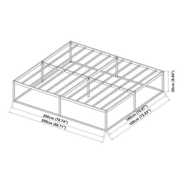 Letto in metallo Trerunta con materasso acciaio nero [en.casa]