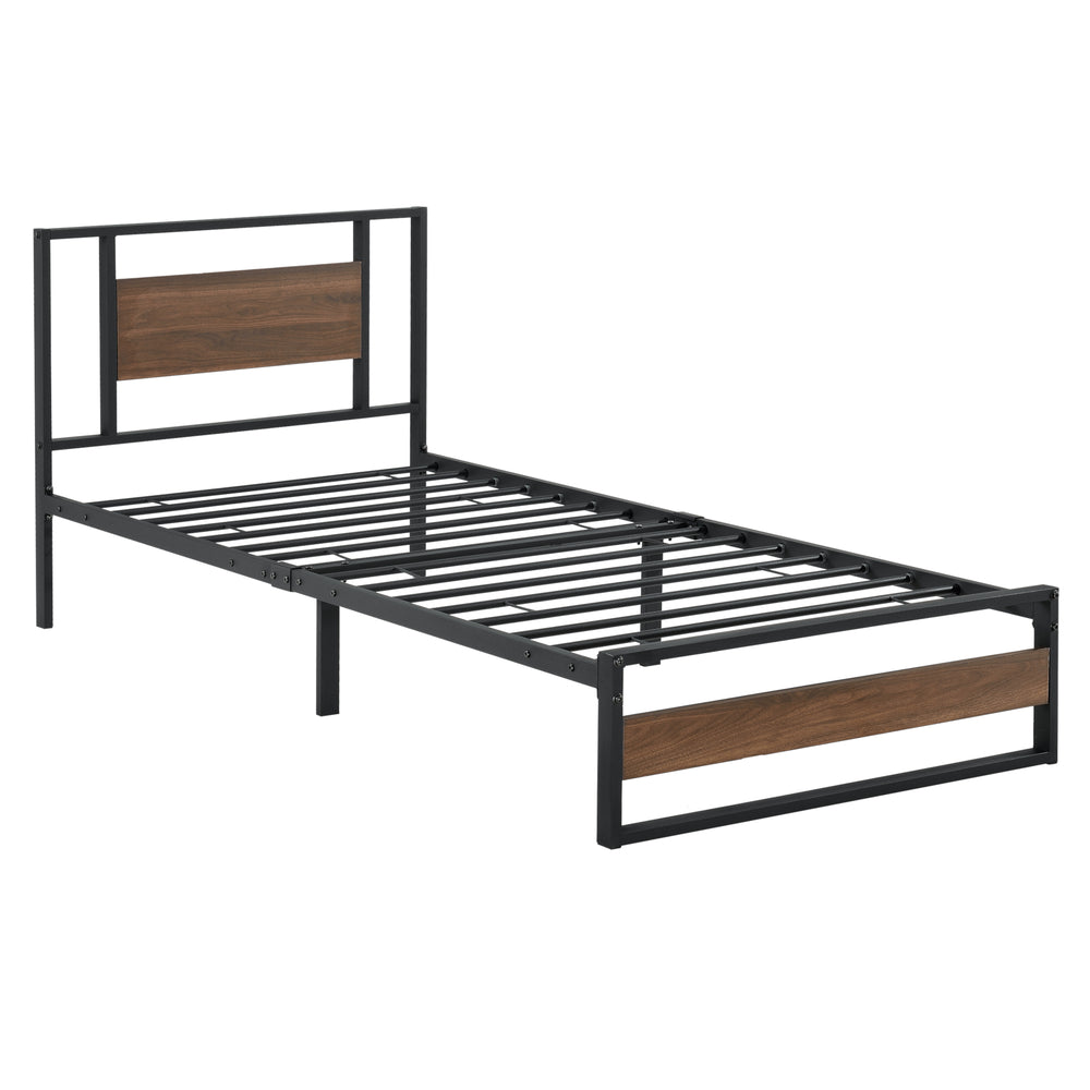 Letto in metallo Villach in varie dimensioni Nero Effetto noce [en.casa] - premiumXL
