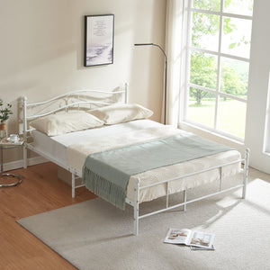 Letto Florenz in Acciaio con Testiera Decorativa e Materasso [en.casa]
