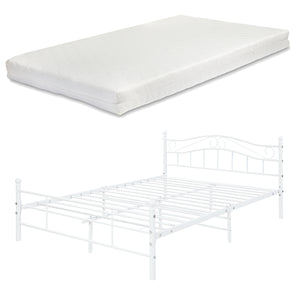 Letto Florenz in Acciaio con Testiera Decorativa e Materasso [en.casa]