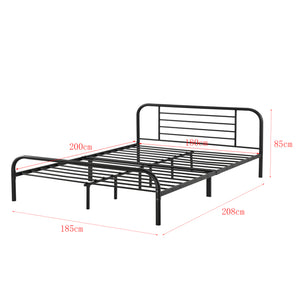 Letto in Metallo con Materasso a Schiuma Fredda 90/140/180 x 200 cm Letto con Testiera e Pediera Letto Singolo/Francese/Matrimoniale - Nero