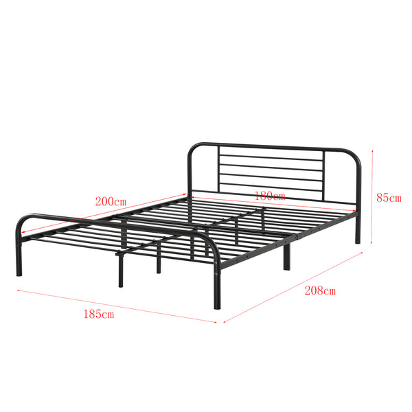 Letto in Metallo con Materasso a Schiuma Fredda 90/140/180 x 200 cm Letto con Testiera e Pediera Letto Singolo/Francese/Matrimoniale - Nero