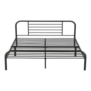 Letto in Metallo con Materasso a Schiuma Fredda 90/140/180 x 200 cm Letto con Testiera e Pediera Letto Singolo/Francese/Matrimoniale - Nero