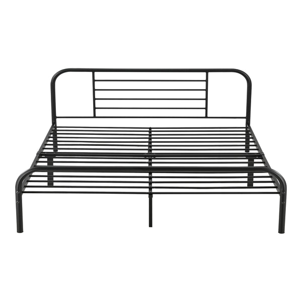 Letto in Metallo con Materasso a Schiuma Fredda 90/140/180 x 200 cm Letto con Testiera e Pediera Letto Singolo/Francese/Matrimoniale - Nero