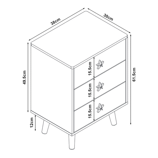 Cassettiera per bambini Sandnes con 3 cassetti [en.casa]