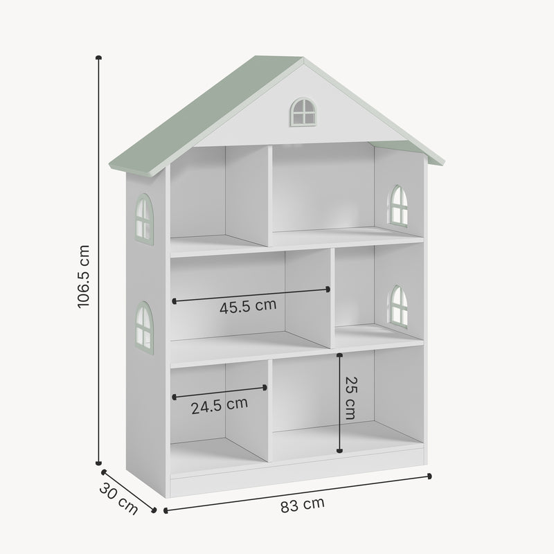 Schizzo in scala Libreria Vipsali per Cameretta a Forma di Casa 107 x 83 x 30 cm [en.casa]
