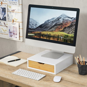 Cassettiera Vieremä 9x30x31cm Bianco/Effetto bambù [en.casa] - premiumXL