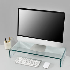 Supporto di Rialzo Monitor/TV/PC Portatile Mobile in Vetro Base per Schermi