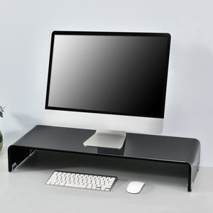 Supporto di Rialzo Monitor/TV/PC Portatile Mobile in Vetro Base per Schermi