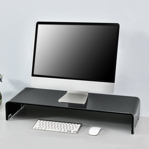 Supporto di Rialzo Monitor/TV/PC Portatile Mobile in Vetro Base per Schermi