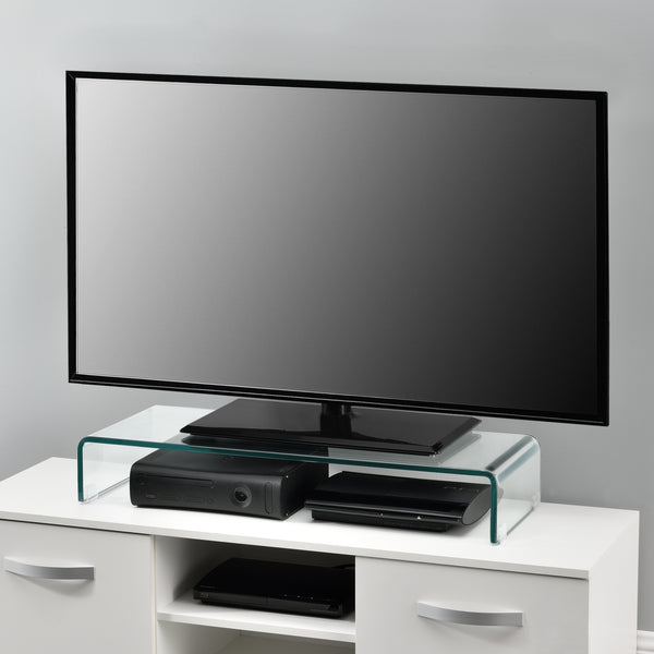 Supporto di Rialzo Monitor/TV/PC Portatile Mobile in Vetro Base per Schermi