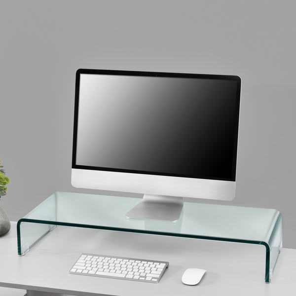 Supporto di Rialzo Monitor/TV/PC Portatile Mobile in Vetro Base per Schermi