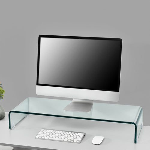 Supporto di Rialzo Monitor/TV/PC Portatile Mobile in Vetro Base per Schermi