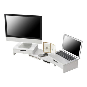 Supporto per monitor Marttila con 2 cassetti 60x22x11cm in vari colori [en.casa]