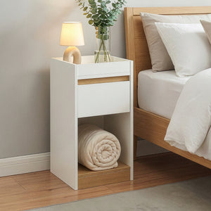 Comodino Lure 55x30x35 cm Bianco/effetto quercia [en.casa]