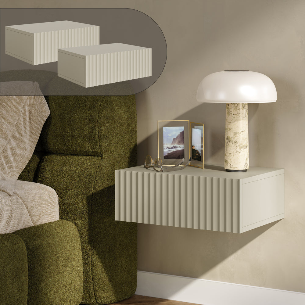 Set di 2 Comodini Sospesi Nand Mobili Notte da Parete con Cassetto [en.casa]
