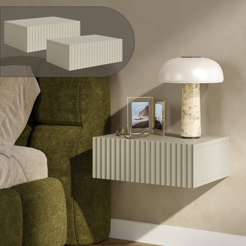 Set di 2 Comodini Sospesi Nand Mobili Notte da Parete con Cassetto [en.casa]